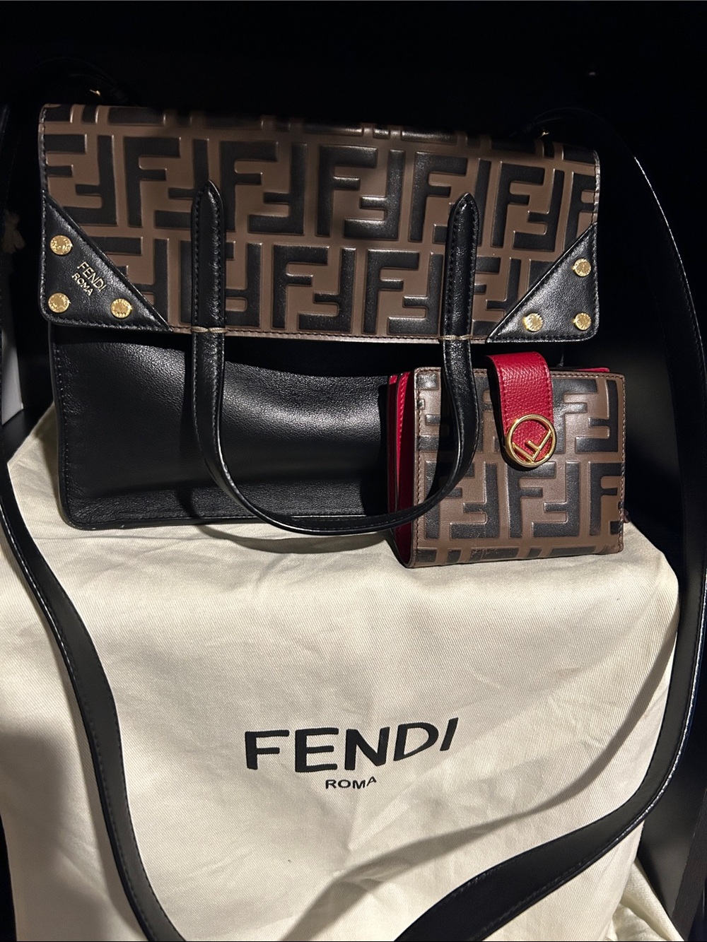 Fendi Zucca FF Flip bag with matching Wallet